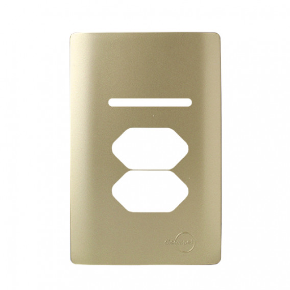 Placa P/ 1 Interruptor + Tomada dupla 4x2 - Novara Dourado